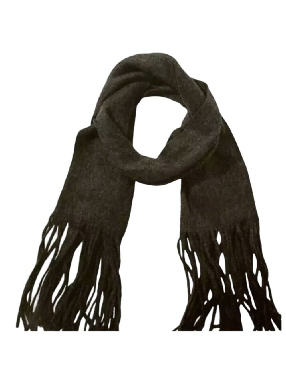 Lucky Brand Brushed Scarf with Fringe Dark Gray Grey 86" x 14"